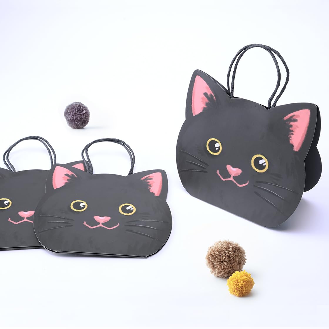 Cheerland Black Cat Birthday Decorations Black Cat Gift Bags Halloween Themed Witch Goodie Bags Party Favors Treat Bag Summerween Witchy Accessory Party Decoration Cute Kitten Gift Supplies 8 Pcs