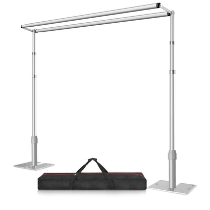 10x10ft Double Crossbar Pipe and Drape Stand Kit, Heavy Duty Backdrop Stand Adjustable, Sturdy Metal Back Drop Decoration Frame with Flat Base for Parties, Flower Wall,Wedding,Trade Shows,Photography