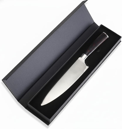 8 Inch Japanese Chef Knife, High Carbon Stainless Steel Kitchen Knife with Ergonomic Pakka Wood Handle, Ultra Sharp Gyuto Cooking Knife with Gift Box for Home & Professional Chefs