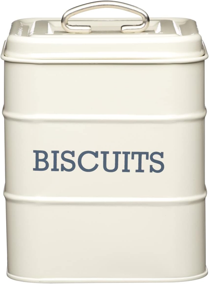 Living Nostalgia Biscuit Tin, 14.5 x 19 cm, Metal, Antique Cream