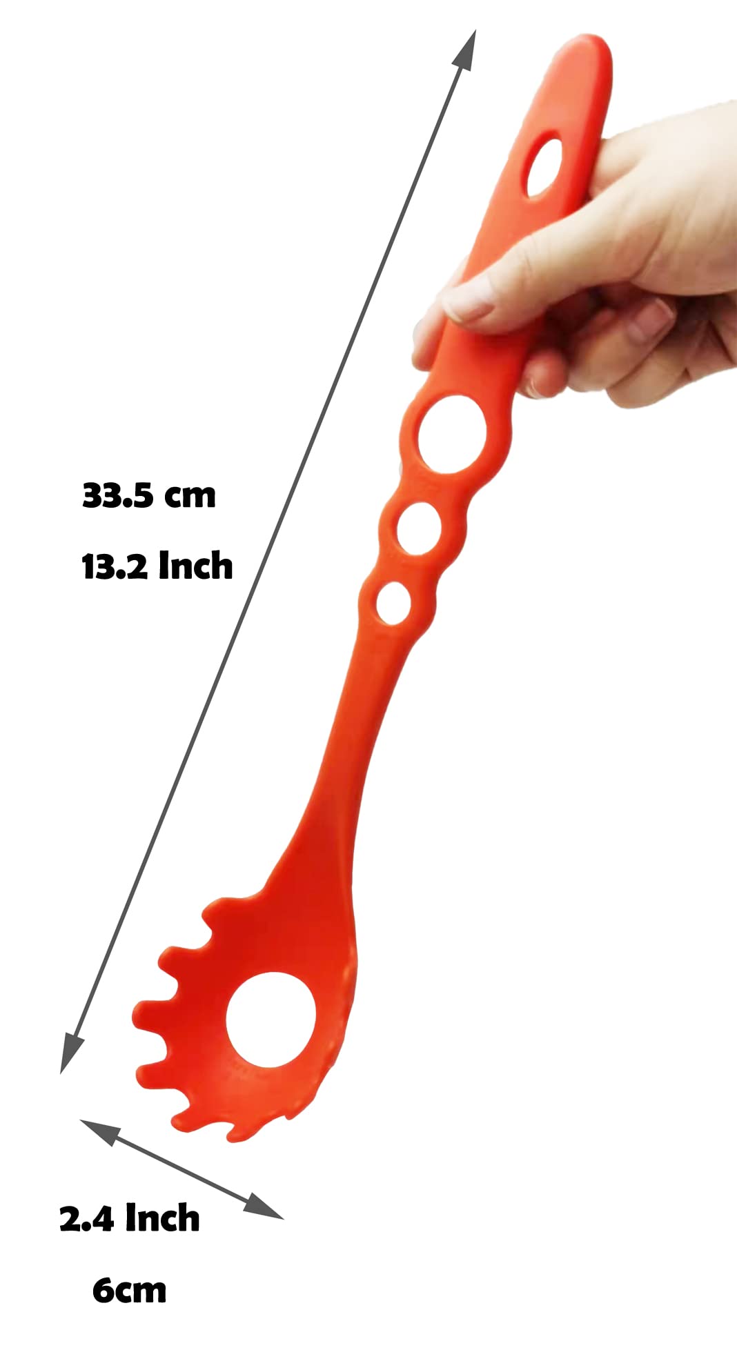 4-in-1 Large Measure Portion Control/Nylon Spaghetti Spoon/Spoon Strainer/Spaghetti Measurer Tool Quick Pasta Measuring Tool With 3 Different Sizes Measuring Holes,For Kitchen Cooking Tool ORANGE】