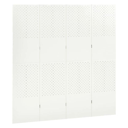 Outdoor/Indoor Room Divider, Room Screen Divider Wall Protection Privacy Furniture Indoor Bedroom, 4-Panel Room Divider White 63"x70.9" Steel