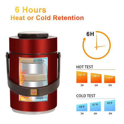 Pawovdeq 67oz Thermo for Hot Food,3-Layer Sealed Stackable Food Thermo,with Lunch Bag Soup Thermo,It Is Suitable for Daily Office Meals and Outdoor Meals (67 oz Red)