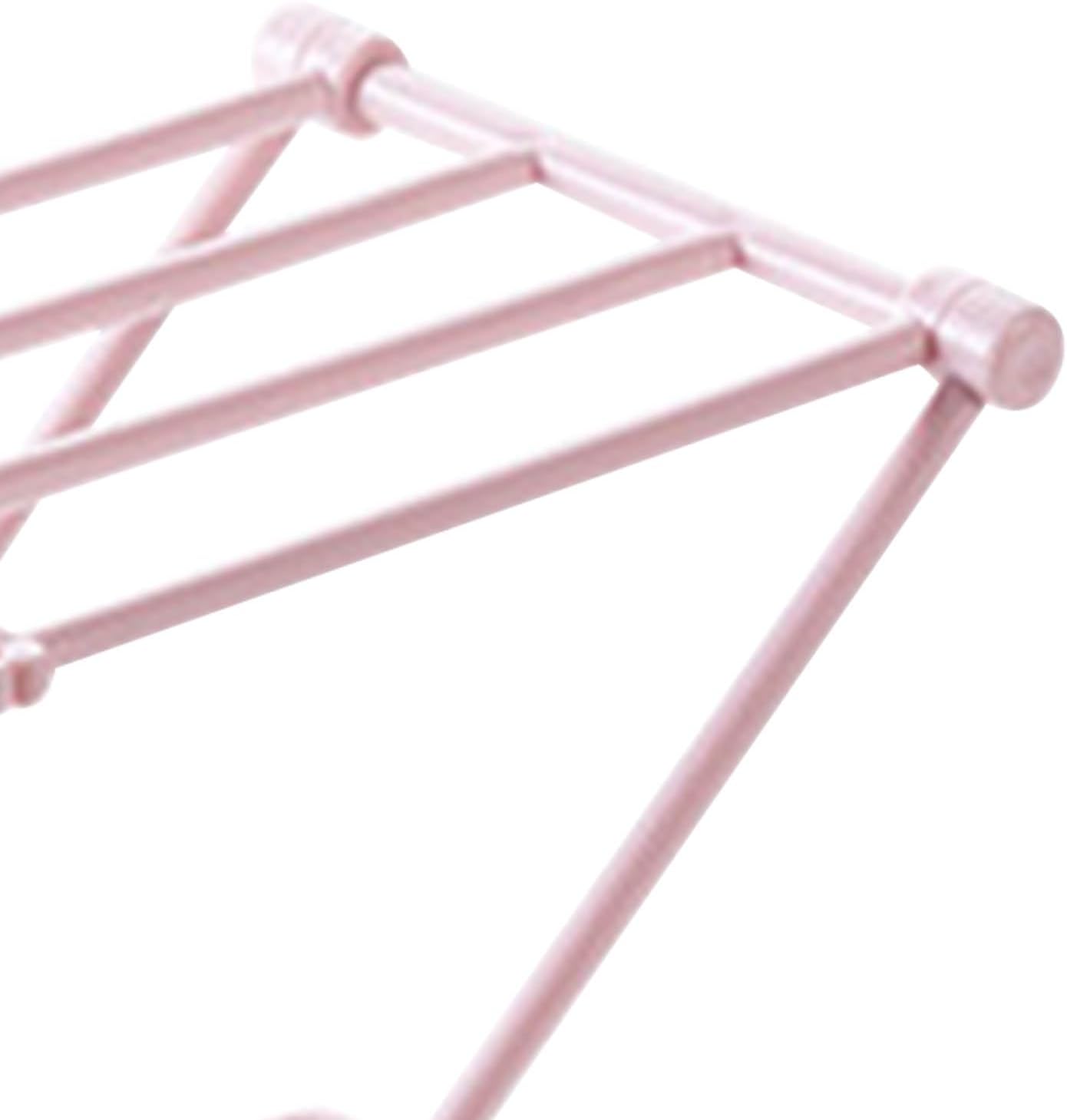 Countertop Dishcloth Drying Rack, 4 Arms Folding Holder for Kitchen Rag Storage, Vertical Stand (Light Pink)