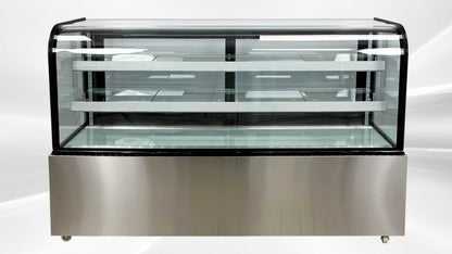 Refrigerated Bakery Display Cooler Case for Pastry Deli Curved 72" Wide Cooler Glass Display Curve Case Refrigerator - Commercial NSF UL ETL CW-570R
