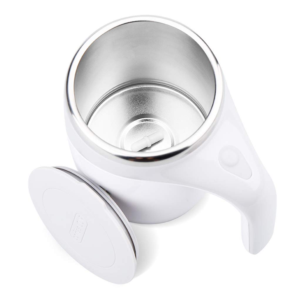 XIHUADOU Self Stirring Mug, Mixing Coffee Mug Automatic Magnetic Stirring Coffee Cup Stainless Steel Cup Hot Drink Stirrer for Hot Cocoa,Chocolate,Mocha,Matcha,Milo(COLOR:White)