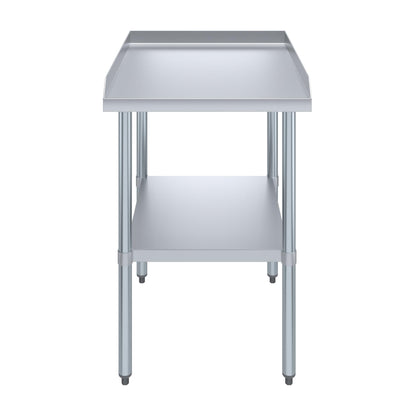 AmGood Commercial Work Table with Backsplash and Sidesplashes | NSF (Stainless Steel Table with Sideguards, 24" Long x 30" Deep)