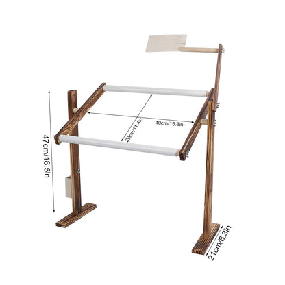 Adjustable Height Embroidery Hoop Stand, Antique Wooden Rack for Cross Stitch & Sewing, Cross Stitch Floor Stand Needlework Stand Holder for DIY Art & Stitching Projects