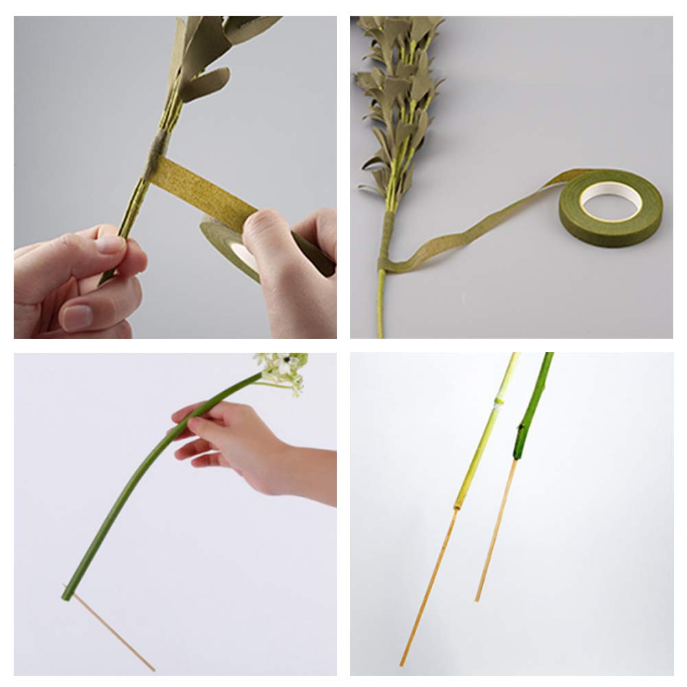 WANDIC Flower Arrangement Kit, Set of 51, Round Flower Holders, Ceramic Flower Pot, Kenzan Needle Cleaning Pin & Rake, Floral Stems and Floral Tape for Flower Arranging Art