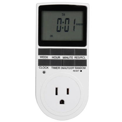 Programmable Digital Smart Plug for Lights Fans Aquarium 7-Day Cycle Timer 12/24 Hour US 120V Outlet