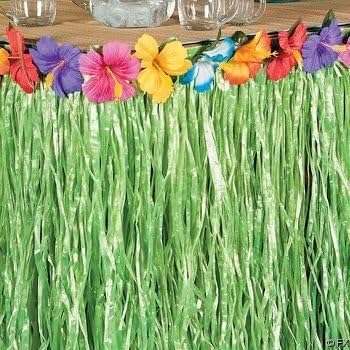 Charmed Luau Tropical Hawaiian Party Decorations - 144 Paper Cocktail Umbrellas, Grass Table Skirt, Lei Garland