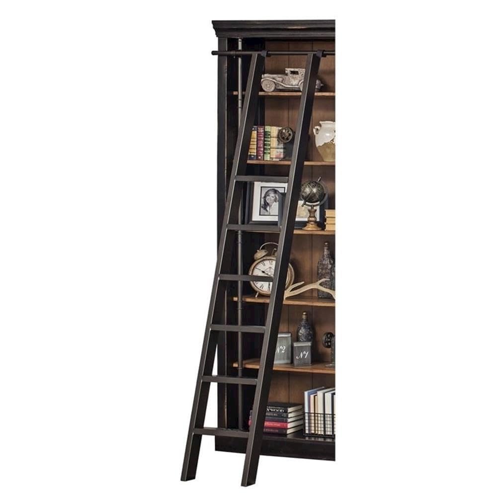 Starlight Toulouse Metal Rolling Ladder, 90" H, 8-Foot Tall Bookcase Companion, Finished on All Sides, Durable Construction, Black