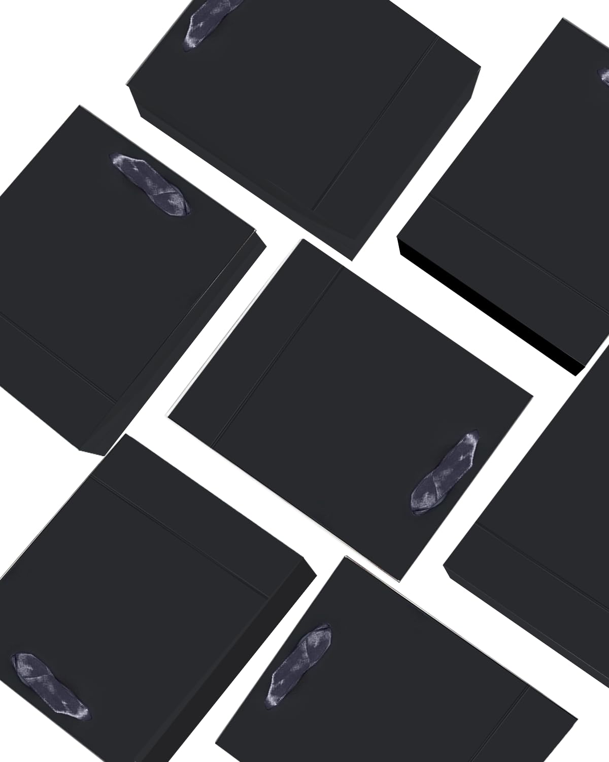 qiqee 24pcs Black Gift Bags with Tissue Paper for Wedding, Birthday, Party Supplies-7.9"x4.3"x9.6" Medium Size Cardboard Gift Bags（24pcs Bags + Tissue Paper ）