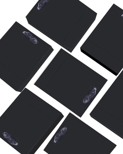 qiqee 24pcs Black Gift Bags with Tissue Paper for Wedding, Birthday, Party Supplies-7.9"x4.3"x9.6" Medium Size Cardboard Gift Bags（24pcs Bags + Tissue Paper ）