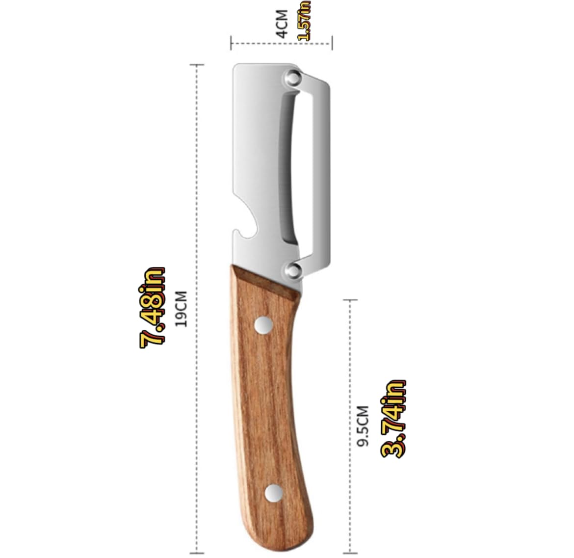 2 Pack Premium 2-in-1 Multi Functional Vegetable and Fruit Peeler with Bottle Opener, Wooden Handle, Stainless Steel Blade-Zero Snag, Smooth Glide Kitchen Tool for Potato, Carrot,Sugar Cane and More