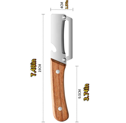 2 Pack Premium 2-in-1 Multi Functional Vegetable and Fruit Peeler with Bottle Opener, Wooden Handle, Stainless Steel Blade-Zero Snag, Smooth Glide Kitchen Tool for Potato, Carrot,Sugar Cane and More