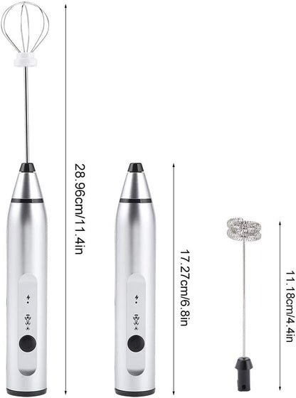 Electric Egg Blender, USB Rechargeable Handheld Egg Beater, Milk Frother for Coffee, Latte, Hot Chocolate (Silver)