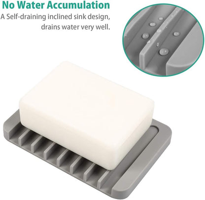 3PCS Premium Silicone Self Draining Soap Holder - Soap Saver for Shower, Bathroom, Kitchen, Easy Clean, Keep Soaps Dry