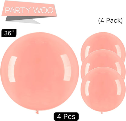 PartyWoo Extra Large Pastel Orange Balloons - 36 Inch Jumbo Latex for Baby Showers & Birthdays