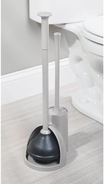 mDesign Hidden Plunger and Brush Set for Toilet Bowl, Modern Toilet Brush and Plunger Combo with Holder Caddy (Aura