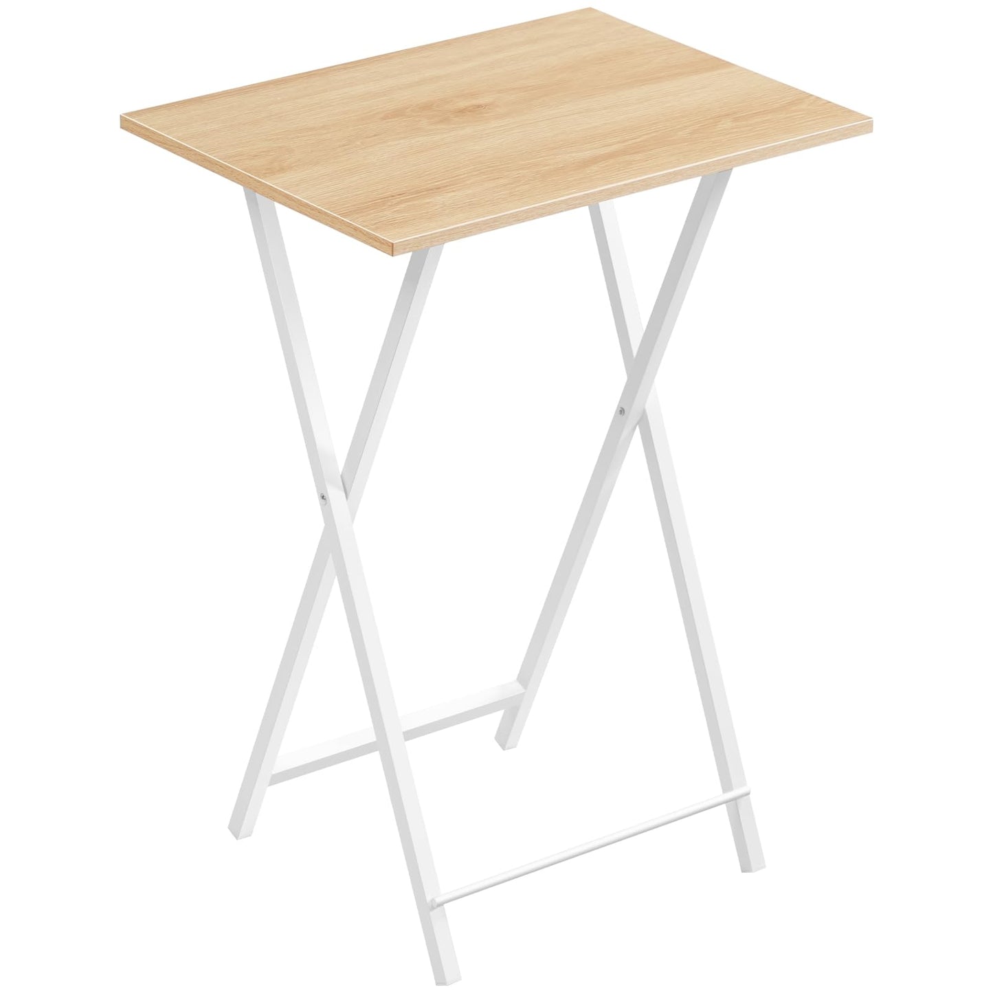 HOOBRO Folding TV Table, TV Tray, Stable Snack Table for Small Space, Portable Sofaside Desk, Easy Assembly and Storage, Ideal for Snacks and Meals in Living Room, Natural and White, WN15BZ01