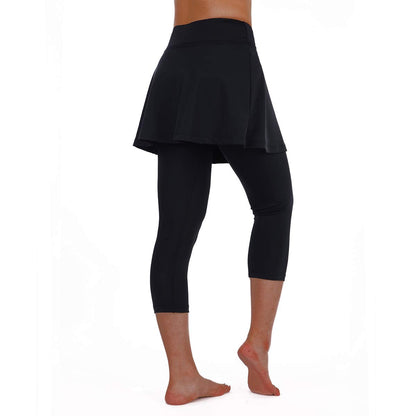 ANIVIVO Yoga Leggings with Skirts for Women,Skirted Leggings for Tennis Women Golf Clothes with Pockets(Black,XS)