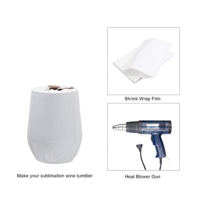 PYD Life Sublimation Blanks Wine Tumbler Cups White 12 OZ Stainless Steel Insulated Stemless Mugs with Lid 6 Pack