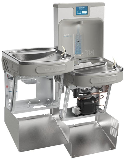 Elkay LZSTL8WSLK Filtered Bi-Level Fountain & EZH2O Bottle Filler, Lt. Gray 120V