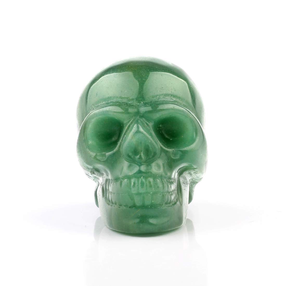50mm Green Aventurine Carved Skull Crystal Reiki Healing Statue Collectible Figurine Charka Stone