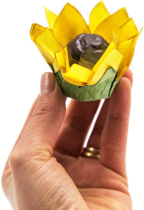 Truffilio Handmade Paper Truffle Cups | Candy Liners for Chocolate | Truffle Wrappers - Pack of 20 (Paper, Sunflower)
