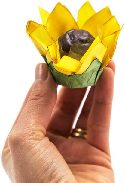 Truffilio Handmade Paper Truffle Cups | Candy Liners for Chocolate | Truffle Wrappers - Pack of 20 (Paper, Sunflower)