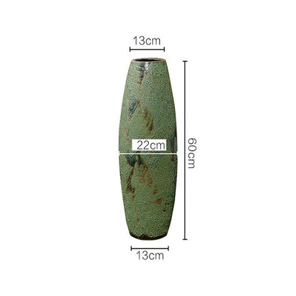 sdneNest Floor Vase Ceramic Handcrafted Living Room Porch Ornaments Dry Flower Arrangement 60cm*13cm*13cm.