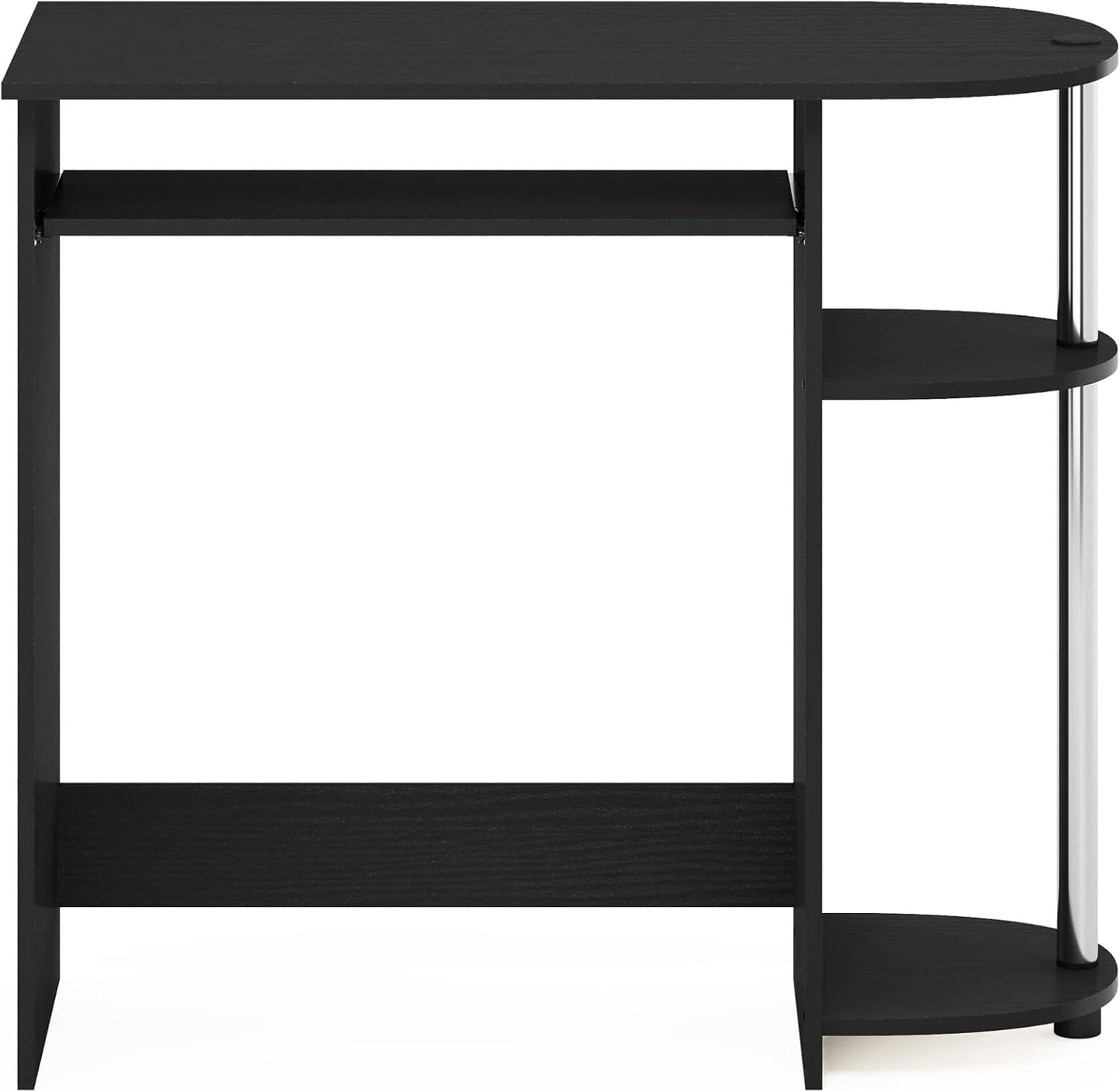 Furinno Simplistic Computer Desk with Keyboard Tray, Easy Assembly, Americano/Stainless Steel