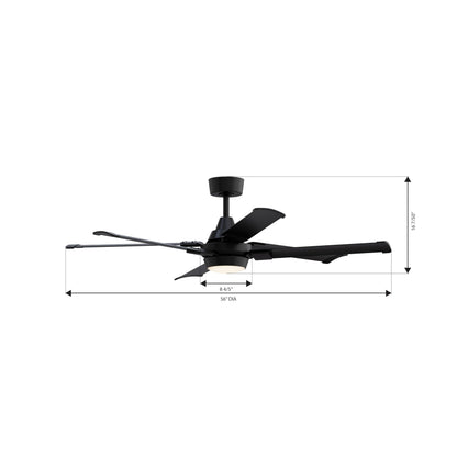 MINKA-AIRE Soarin 56" 6-Blade 5CCT LED Smart Ceiling Fan - Coal and Coal Blades with White Lens