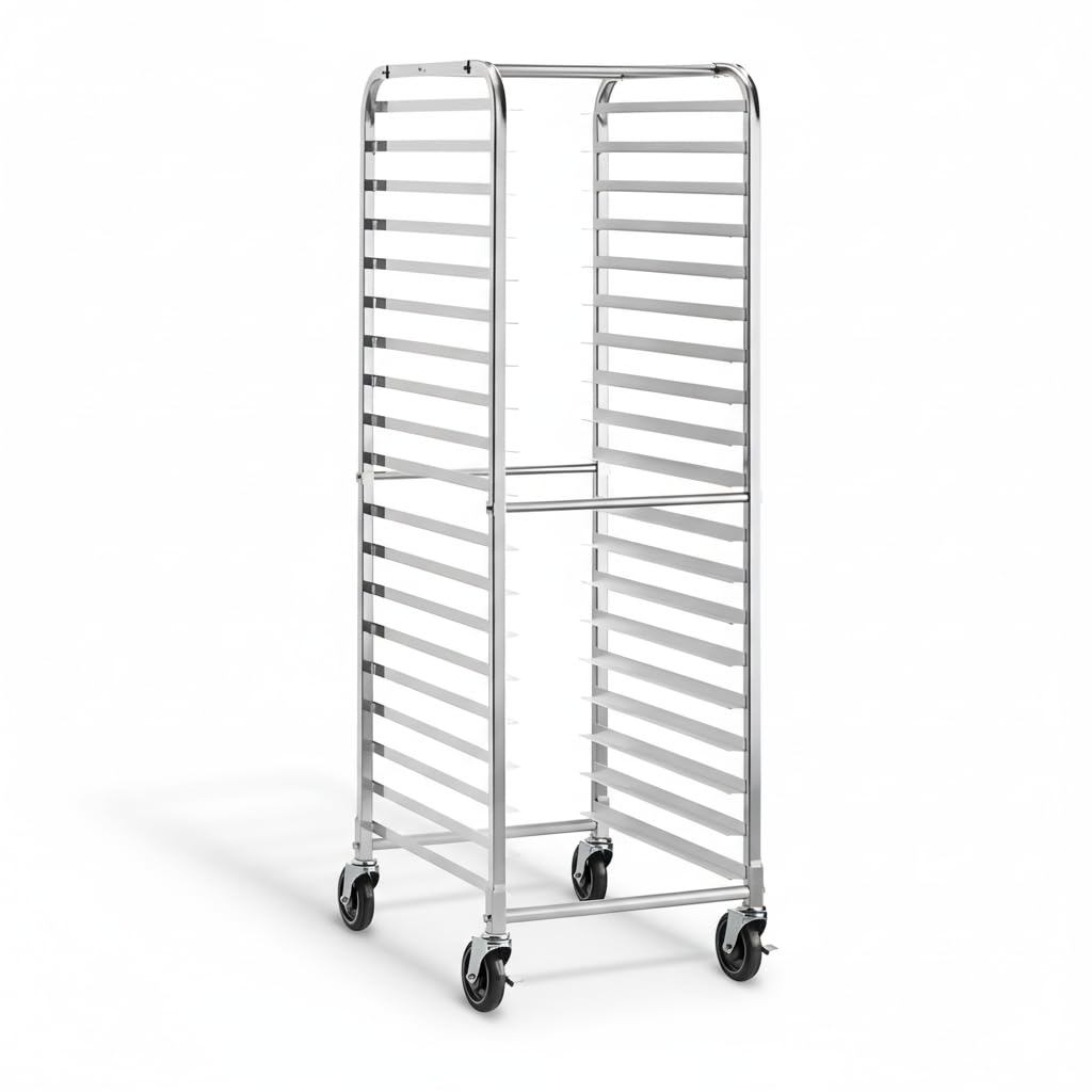 Zedfire 20 Pan Aluminum Sheet Pan Rack - Bakery Speed Rack, Commercial Bread Pan Rack with Casters