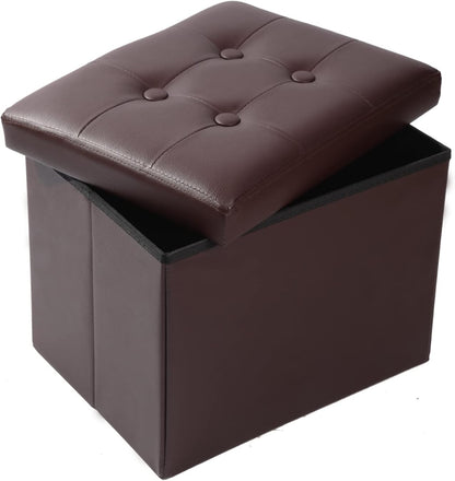 17x13x13inches ALASDO Storage Ottoman Footrest Stool Small Ottoman with Storage Foldable Ottoman Leather Foot Rest