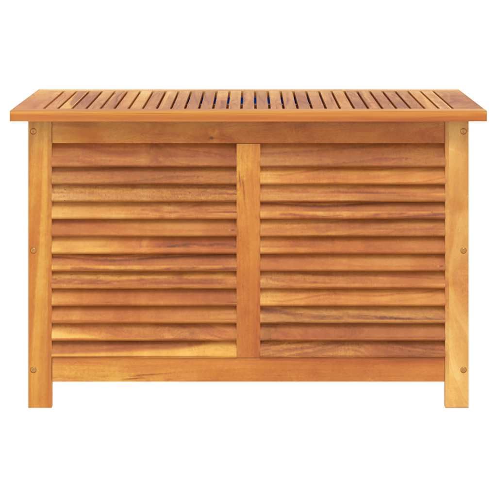 RCODSSK Solid Wood Acacia Patio Storage Box with Louver, 35.4x19.7x22 Inches, Waterproof Bag for Cushions, Outdoor Side Table and Storage