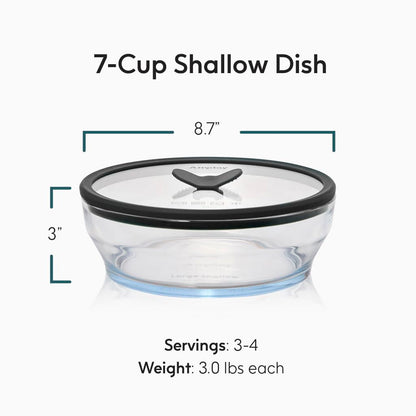 Anyday 7-Cup Glass Microwave Steamer for Vegetables – BPA-Free Glass Vegetable Steamer Bowl with Vented Lid, Healthy Microwave Cooking Container for Broccoli, Veggies, Meal Prep (Clear Black Sesame)