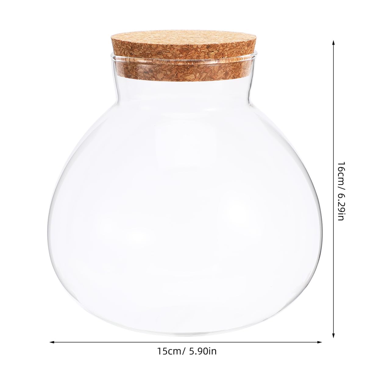 Glass Terrarium Bottle with Cork Lid, Round Jar for Micro Landscape DIY Plant Terrarium Moss Crafts Home Decor Kitchen Storage Container, 5.90X6.29X5.90 Inch