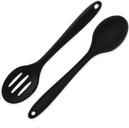 2 Pieces Silicone Nonstick Mixing Spoons, BPA Free, High Heat Resistant, Hygienic Design for Cooking