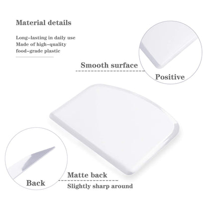 DOERDO Flexible Food Safe Plastic Dough Scraper,for Food Cutting and Cleaning,Multipurpose Food Scrappers(White,3PCS)
