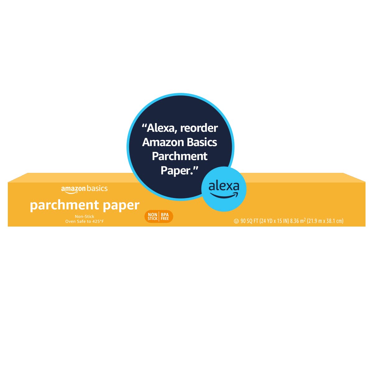 Amazon Basics Parchment Paper for Baking, Non-Stick, 90 Sq Ft Roll, (Pack of 2)