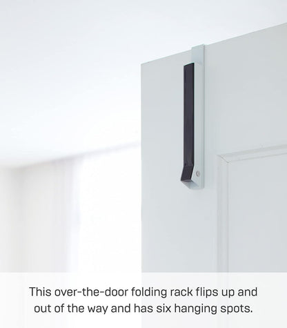 Yamazaki Over The Door Hooks, Alloy Steel, Folding Hanging Coat Rack, Black 7162