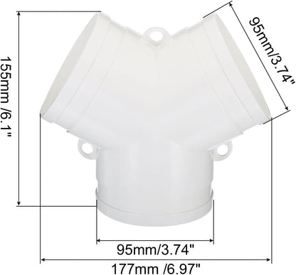 PATIKIL 4 Inch Y Connector Duct Splitter, 3 Way Air Vent Hose Adapter for Dryer Exhaust Fan HVAC Systems, White