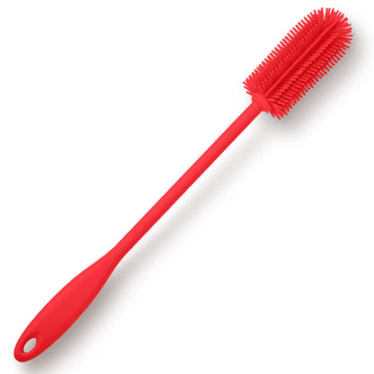Purtribe Silicone Bottle Brush, Water Bottle Cleaner Brush with Long Handle, Perfect for Cleaning Narrow Neck Containers, Vacuum Sports Bottle, Tumblers, Flask, Glassware (1 Pack, Red)