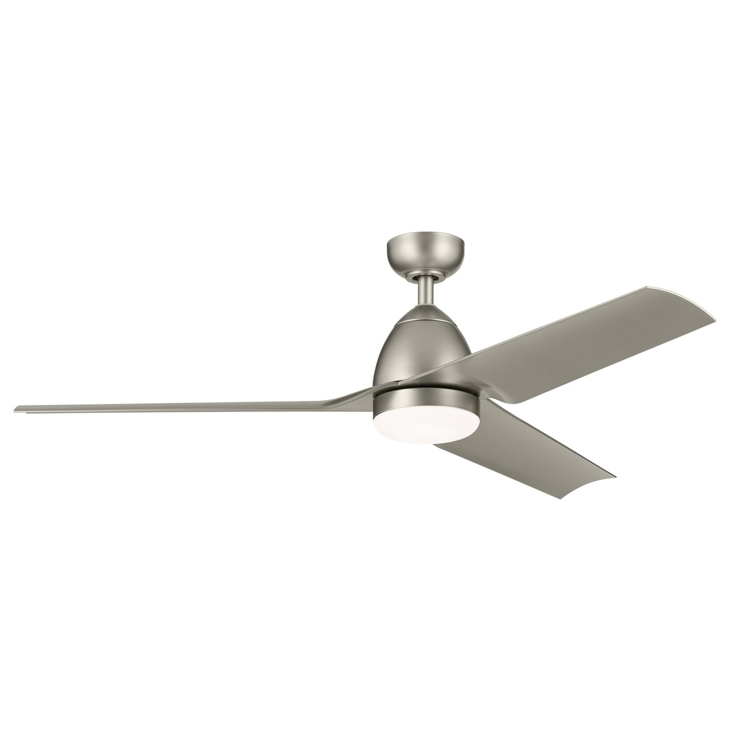 54 Inch Fit Ceiling Fan with CCT Selectable Light Module, 3 Blade Modern Fan, Satin Etched Cased Opal Glass in Brushed Nickel with Silver Blades (54" W x 13.25 H), 310254NI