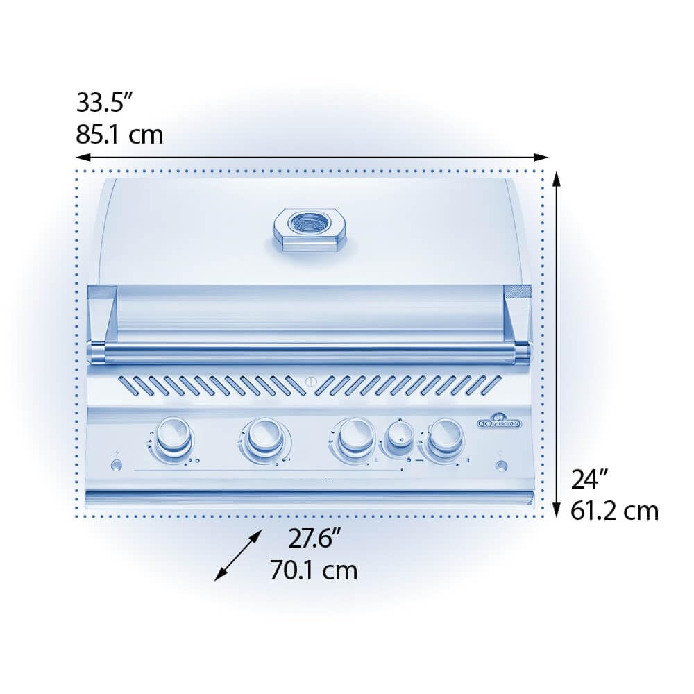 Napoleon Built-In 700 Series 32-inch Natural Gas Grill Head with Infrared Rear Burner - BIG32RBNSS-1-4 Main Burners, Infrared Rear Burner, Stainless Steel, Included Rotisserie Kit