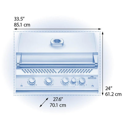 Napoleon Built-In 700 Series 32-inch Natural Gas Grill Head with Infrared Rear Burner - BIG32RBNSS-1-4 Main Burners, Infrared Rear Burner, Stainless Steel, Included Rotisserie Kit