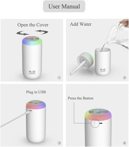 Plant Humidifier, 350ml USB Mini Humidifier for Plants, Small Humidifier with Night Light, Cool Mist for Indoor Use