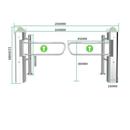Automatic Public Entrance Turnstile with Infrared Detection Swing Gate with LED Indicators One-Way Access